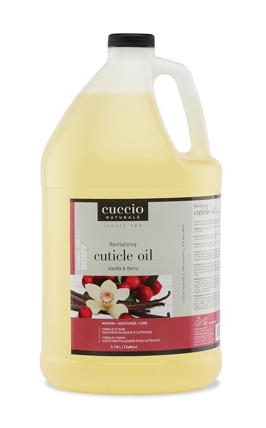 Cuccio Naturale Revitalizing Cuticle Oil 1 Gallon (128 oz / 3.78 L) – Vanilla & Berry – Professional Salon Cuticle & Nail Treatment Refill, Moisturizing Nourishing Oil, Paraben & Cruelty Free