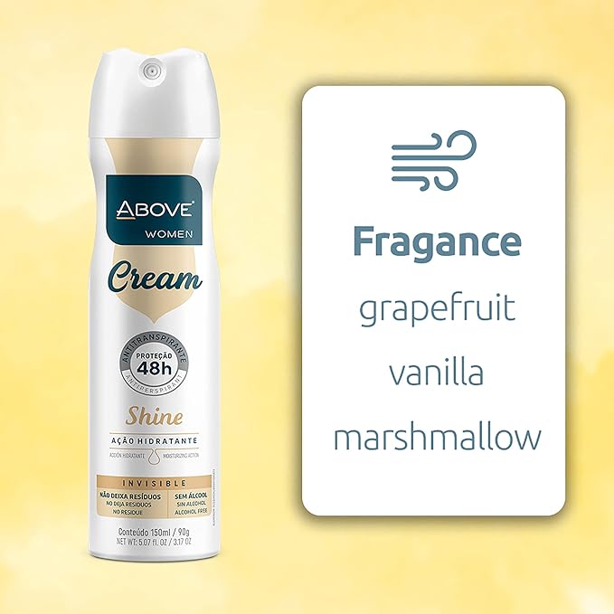 ABOVE 48 Hours Antiperspirant Deodorant, Cream Shine, 3.17 oz - Spray Deodorant for Women - Patchouli, Oak Musk, and Citrus Notes - Stain-Free