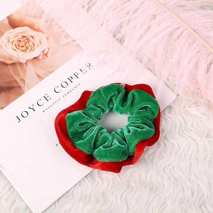 3PCS Christmas Hair Scrunchies Velvet Christmas Hair Ties Red Green White Elastic Hair Bands Hair Accessories Christmas Ponytail Holders for Girls Kids Women Birthday Xmas Gifts