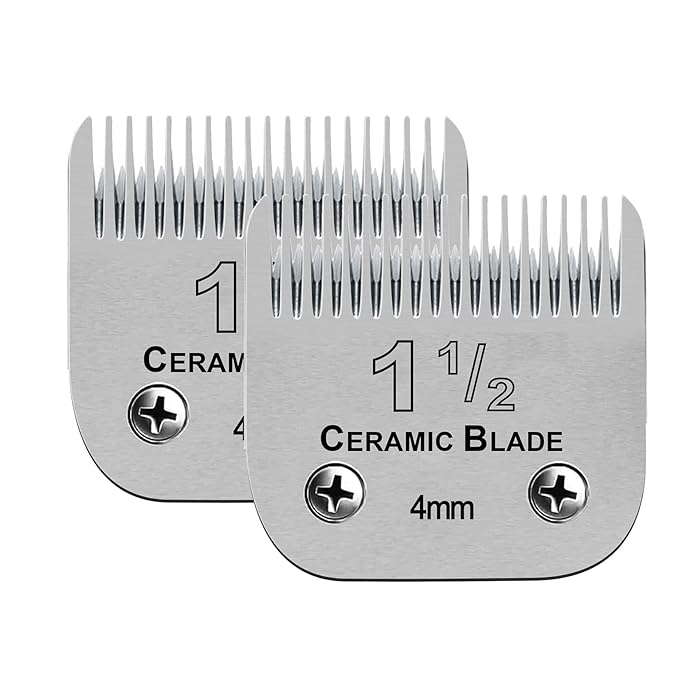 2 Packs Professional Detachable Replacement Ceramic Blades Size 1-1/2,Cut Length 5/32-Inch 4mm,compatible with Andis AGC,BDC,BGC,MBG Series/oster Classic 76/Star-Teq/Power-Teq/A5 Clipper