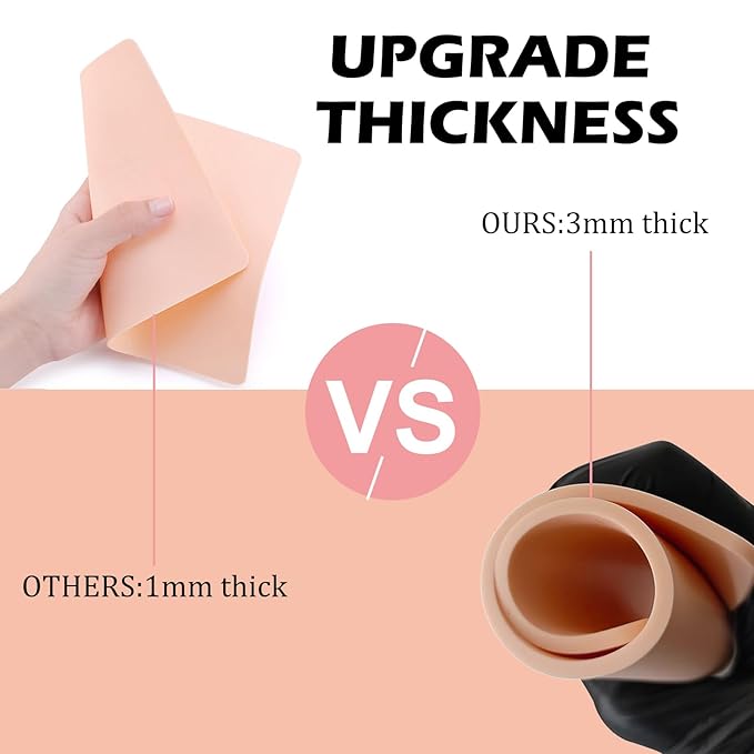 48pcs 3MM Skin Kit- Urknall 8pcs Fake Skin with 40pcs Liners Sahders Thick Skins Practice Kit Blank Skin Pracitce Double Size Used Skin Practice Kit