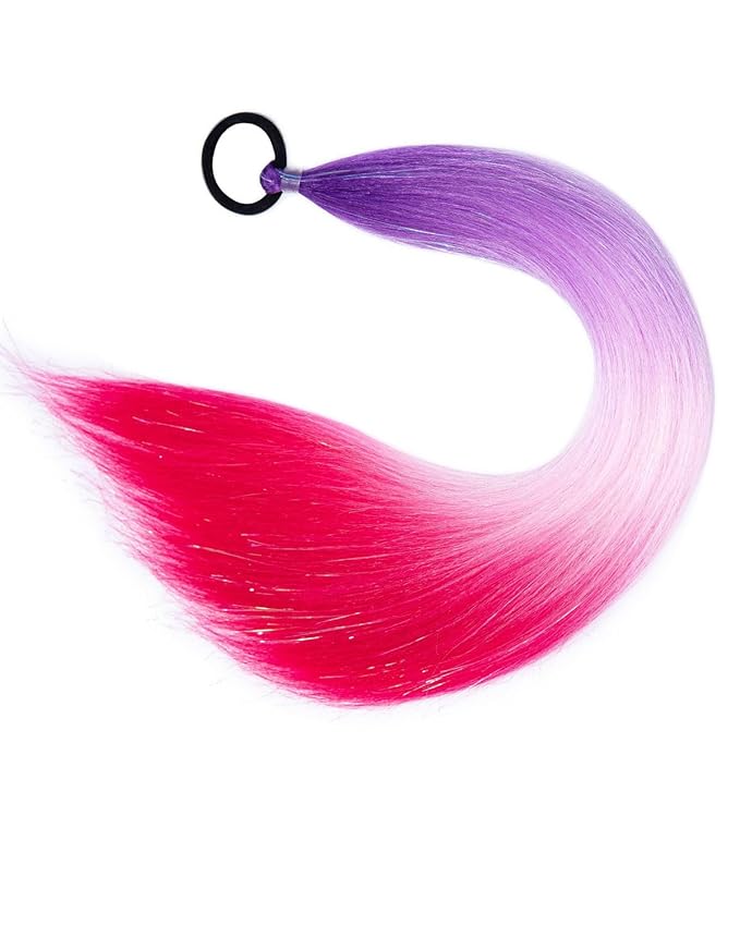 Colored Hair Extensions for Braids Ombre Ponytail Extension Colorful 2 Packs, 20 inch Crazy Hair Day Accessories for Women, DIY Festival Wacky Rave Braids,Tinsel Mixed