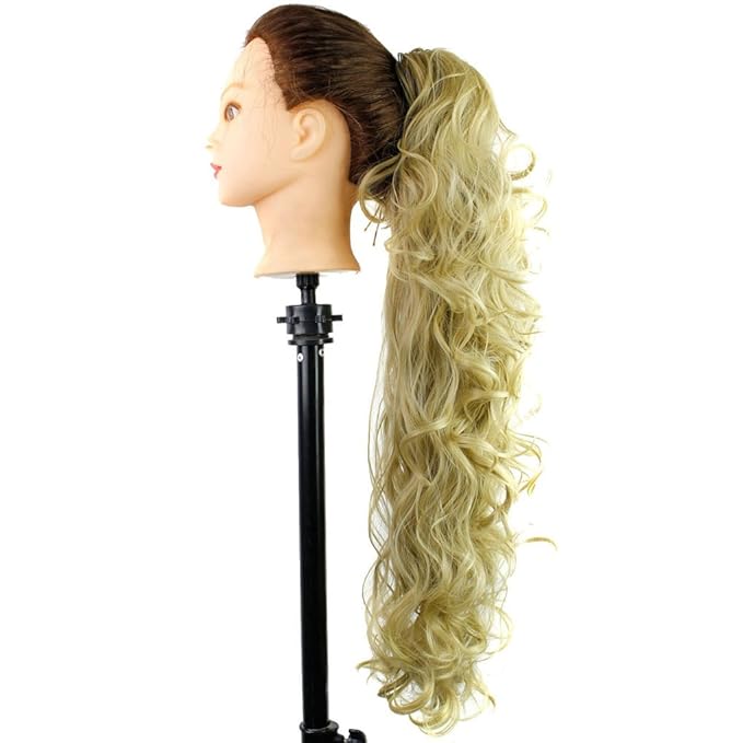 S_SSOY 31"(78cm) Women's Curly Pony Tail Hair Piece Synthetic Claw Clip Ponytail Wavy Long Curled in Hair Extension Extensions Long/Voluminous Wig Hairpieces for Women Girls Lady,24#