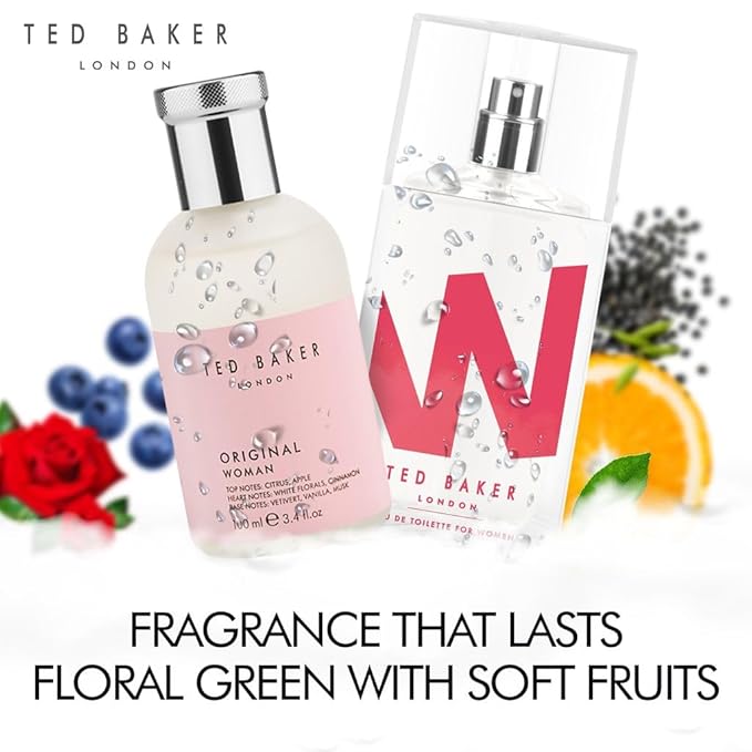 Ted Baker W and Woman Pink EDT Bundle, includes W EDT, pink orchid, fig leaf and white peony top notes 75ml with Woman Pink EDT, floral green feminine fragrance 3.38 fl oz