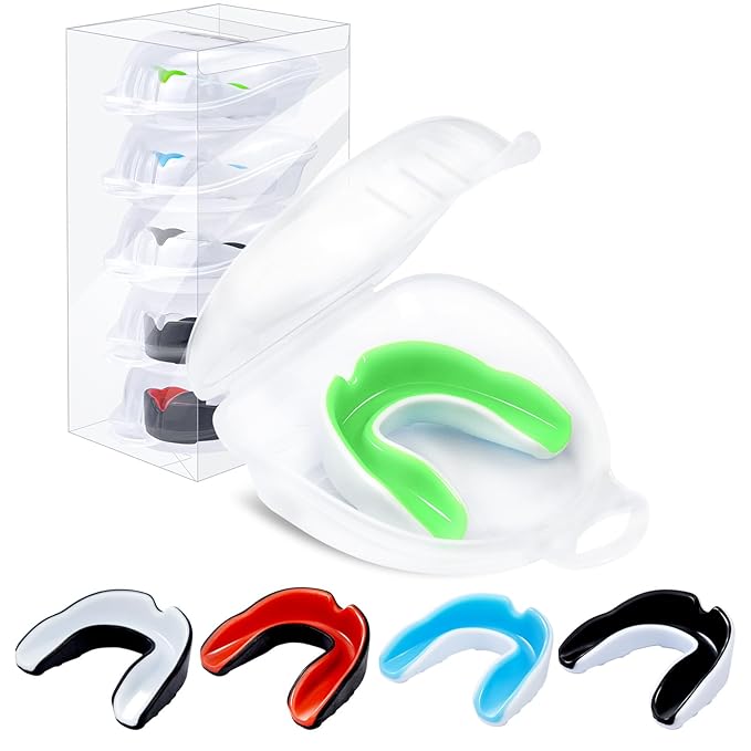 MENOLY 5 Packs Kids Mouth Guard - BPA Free Toddler Mouth Guard for Boys Girls with Portable Case, Mouth Guard Football for Boxing, Basketball, Lacrosse, MMA, Hockey, Wrestling, Soccer
