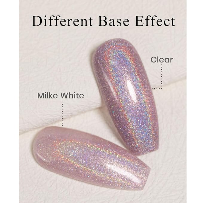 RARJSM Holographic Gel Nail Polish Dark Purple Rainbow Glitter Reflective Iridescent Gel Polish Curing Required Unicorn Mirror Chrome Laser Effect Soak off for Summer DIY Salon Home Manicure 7.5ML