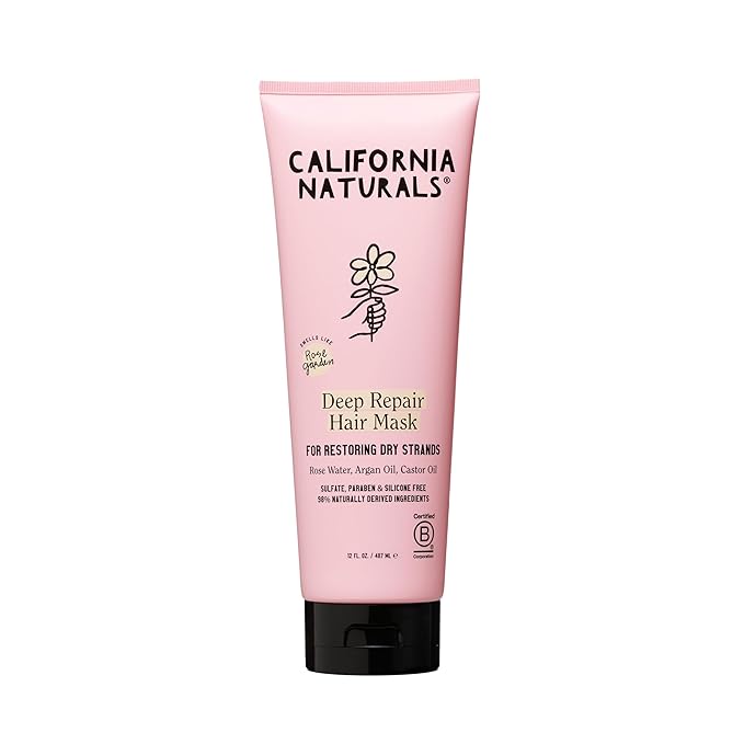 California Naturals Deep Repair Hair Mask, Paraben and Sulfate Free, Deep Conditioner for Dry, Damaged Hair, Nautral, Vegan, Hydrating and Conditioning, For Curly, Frizzy, All Hair Types, 12 fl oz