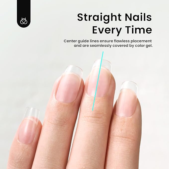 Beetles Short Square Nail Tips, 12 Sizes 288pcs French Full Matte Soft Pre-shaped Etch X Nail Tips, Full Cover False Nails Fake Acrylic Nails No Filing Needed for Nail Extensions Home DIY Nail Salon