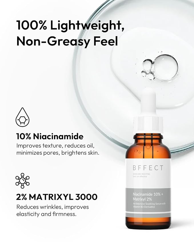 Niacinamide 10% + Matrixyl 3000 2% Serum - Minimizes Pores, Fights Wrinkles & Controls Oil, Multi-Action Anti-Aging Skincare Serum for Face - 1 Fl Oz / 30ml