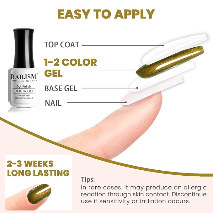 RARJSM Chameleon Gel Nail Polish Glitter Gold to Green Multichrome Color Changing Holographic Gel Polish Curing Requires Sparkly Shimmer Nail Gel Varnish Soak Off DIY at Home Salon 15ml 0.5FLOZ