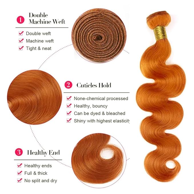 350 Bundles Ginger Body Wave Human Hair Bundles 12 12 12 inch 350 Body Wave Bundle Ginger Orange Human Hair Extensions