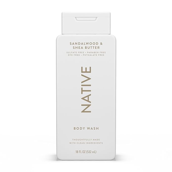 Native Body Wash Contains Naturally Derived Ingredients | For Women & Men, Sulfate, Paraben, & Dye Free Leaving Skin Soft and Hydrating | Sandalwood & Shea Butter 18 oz
