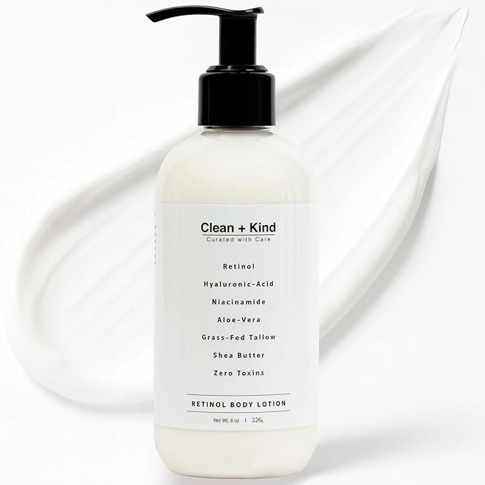 Firming Retinol Body Lotion for Wrinkles & Crepey Skin – Anti-Aging Moisturizer with Hyaluronic Acid, Niacinamide, Aloe Vera, Shea Butter & Grass-Fed Tallow Skincare