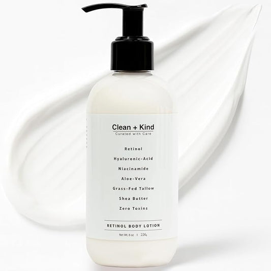 Firming Retinol Body Lotion for Wrinkles & Crepey Skin – Anti-Aging Moisturizer with Hyaluronic Acid, Niacinamide, Aloe Vera, Shea Butter & Grass-Fed Tallow Skincare