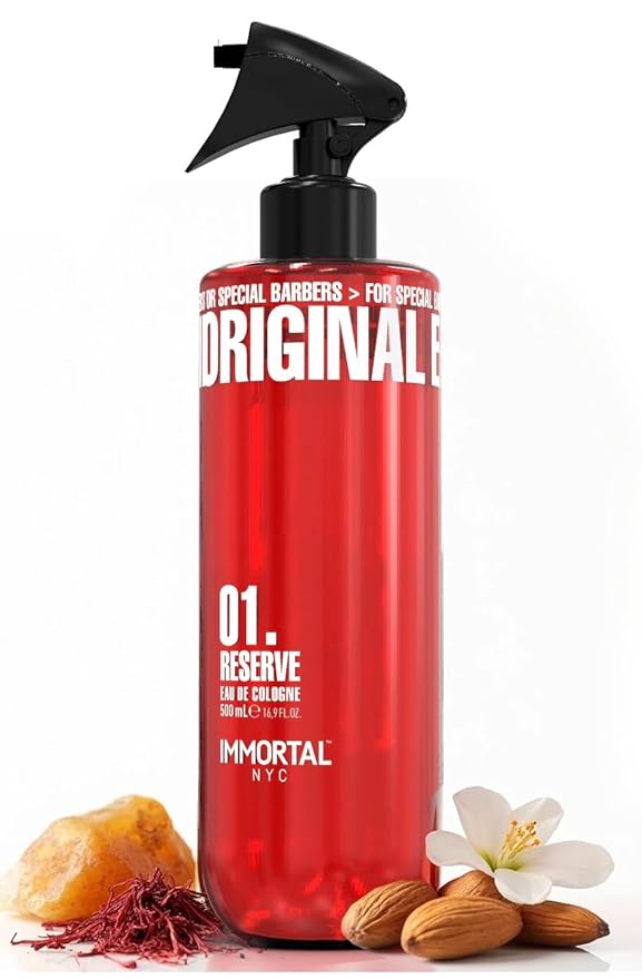 Immortal NYC Reserve 01, After Shave Spray Body/Face Men's Cologne, 17 oz, Exclusive Barbers, Softens Skin, Refreshes, Disinfects and Relieves Face and Skin, Moisturizing Formula After Shaving