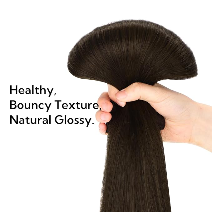 HOTBANANA Real Human Hair Clip in Hair Extensions, 5Pcs 80g 20 Inch Light Dark Brown Straight Remy Clip in Extensions
