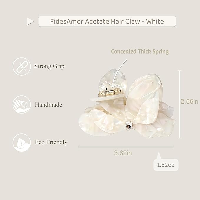 Flower Hair Claw Clips,Acetate Flower Hair Clips Cute Large Hawaiian Claw Clips for Women,3.82 Inch, Durable Design for Thick or Thin Hair (Black)