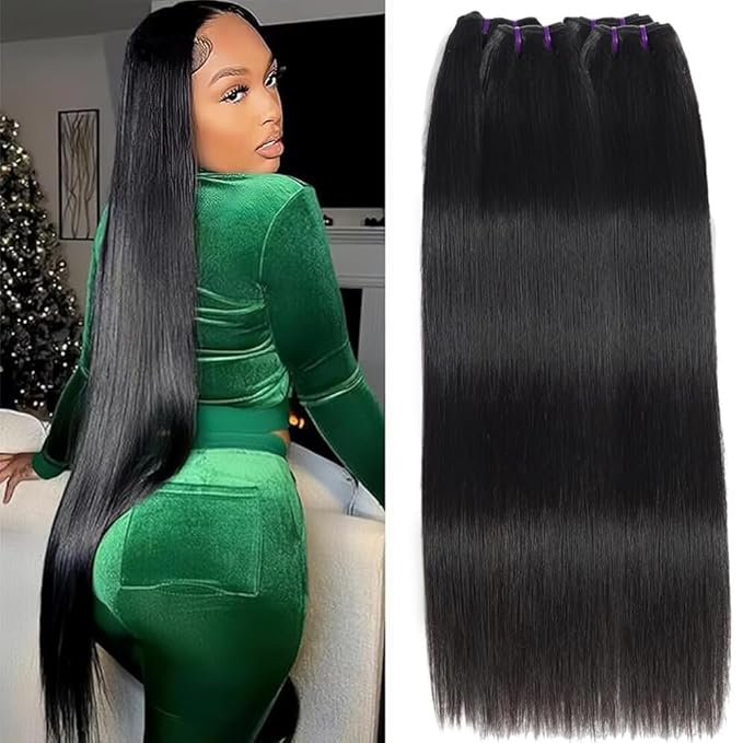 16A Straight Bundles 100% Unprocessed Brazilian Virgin Human Hair Straight 4 Bundles Double Strong Weft Remy Hair Bundles Natural Black