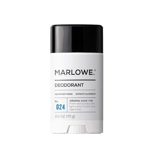 MARLOWE. No. 024 Mens Deodorant 2.5 oz, Natural Deodorant for Men, Aluminum Free Stick, Made with Coconut Oil, Shea Butter & Jojoba, Only No-Nonsense Ingredients, Sage & Fir Scent