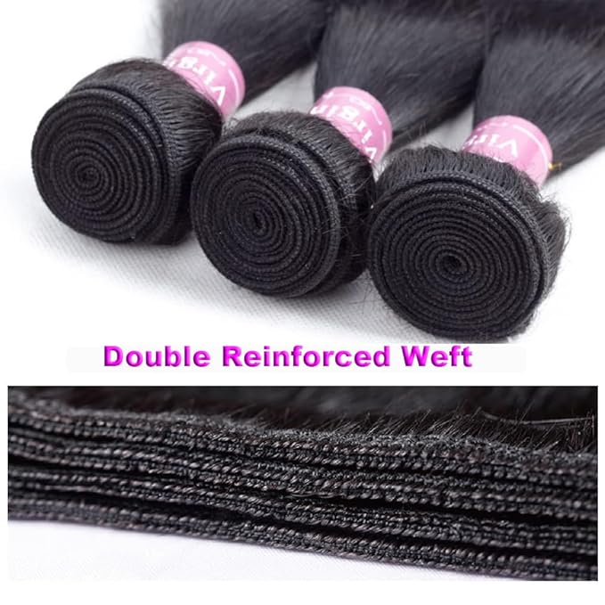 Human Hair Bundle Straight Unprocessed Brazilian Virgin Straight One Bundle 1 iinch Virgin Human Hair Weave Weft Extensions Natural Black Color (100+/-5g)/pc