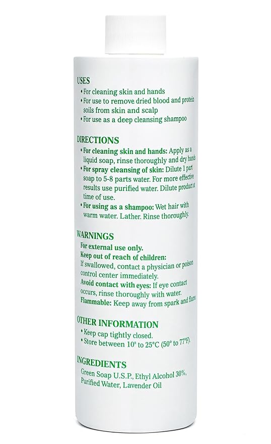 Cosco Tattoo Green Soap 16oz with Squeeze Bottle - Professional Tattoo & Piercing Cleaning Soap, Skin Prep Solution