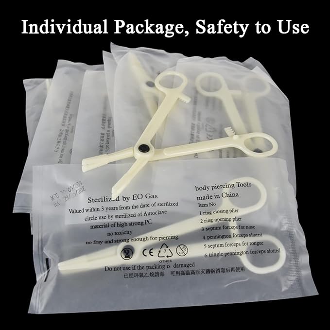 Piercing Clamps - Autdor 25Pcs Piercing Forceps Triangle Slotted Disposable Piercing Clamps Septum Forceps for Lip Navel Tongue Belly Ear Nose Piercing Kit Piercing Tools