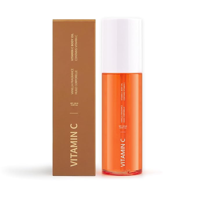 Vitamin C Body Oil for Men and Women, 4.057 fl oz, Floral Body Serum with Dogwood and Banana Flower Extracts to soothe tight skin and reveal smooth, radiant skin