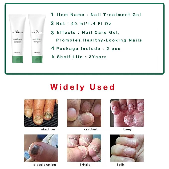 Nutraboost Nail Fungus Treatment Gel - 2 PCS Nail Growth Repair Cream for Fingernails and Toenails, Fix & Renew Damage Fungal Nail, Broken, Cracked & Discolored Nails