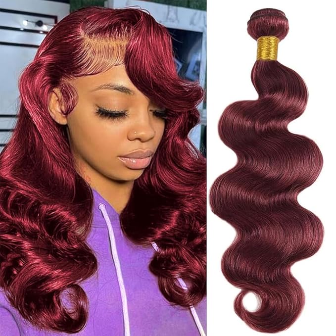 99J Burgundy Human Hair Bundles Body Wave 14 Inch 12A Wine Red Double Weft Brazilian Bundles Human Hair Extensions 1 Pack