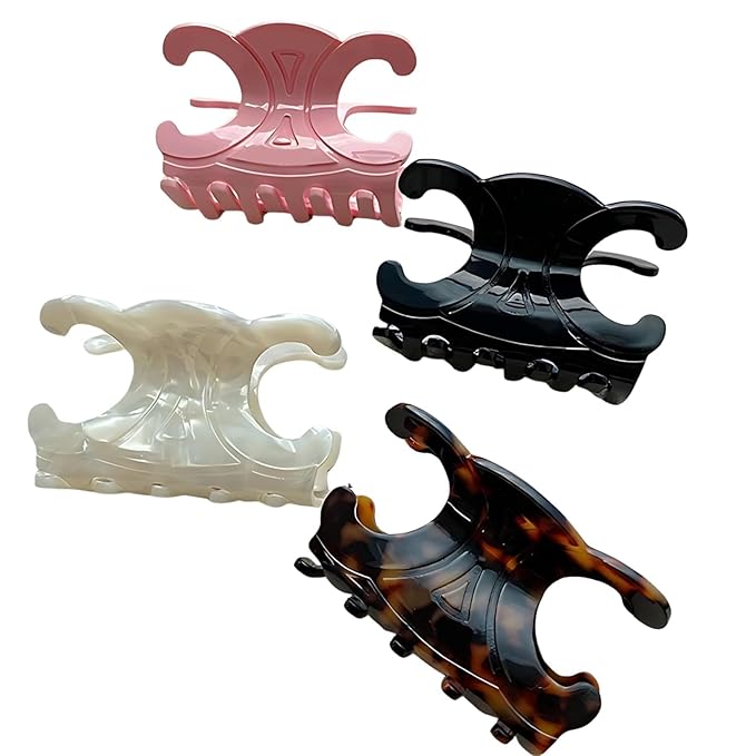 4 Pack Premium durable acetate butterfly hair clips, Medium Size Acetate Hair Claw Clips with Secure Hold,Perfect for Updos (2.76 x 1.66 in)