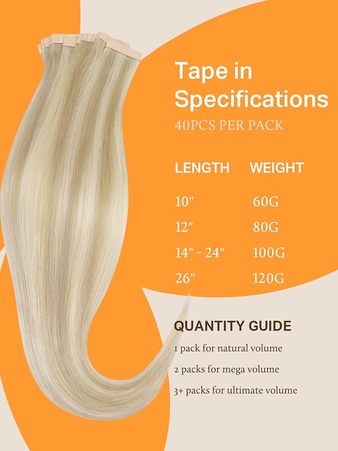DOORES Hair Extensions Tape in Human Hair, Dark Blonde Highlighted Bleach Blonde 10 Inch 60g 40pcs, Tape in Extensions Human Hair Remy Straight Hair Natural Hair for Women