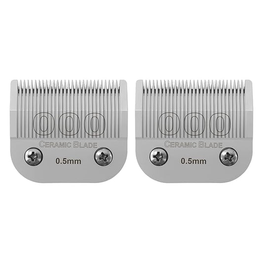 000 Detachable Replacement Ceramic Blades Set,Cut Length 1/50-Inch（0.5MM）,compatible with Andis/oster Classic 76/Star-Teq/Power-Teq/A5 Clipper (2 Pack)