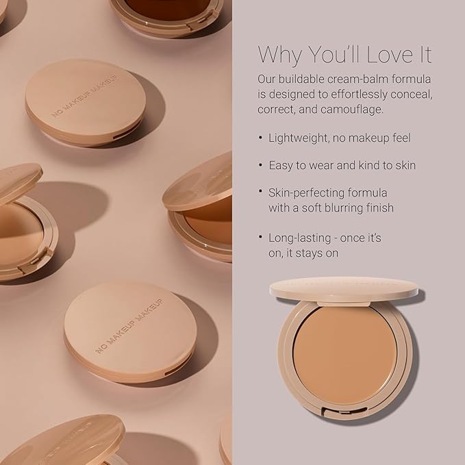 No Makeup Makeup Long-Lasting Lightweight Foundation & Brush Duo | Cruelty-Free, Fragrance-Free, Buildable, Transfer-Proof Makeup (Porcelain)