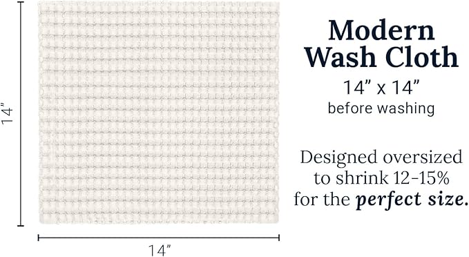 GILDEN TREE Waffle Bath Towels Wash Cloths for Showering, Exfoliating Washcloth Quick Dry Towel, Face Towels for Washing Face Cotton Washcloths Set of 4, Modern Style (Cream)