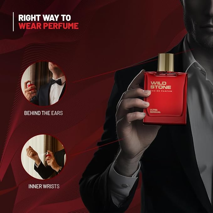 Wild Stone Ultra Sensual EDP Perfume for Men, 3.38oz | Long Lasting |Notes of Dry amber, Lemon basil & lavender | Fragrance for Modern Lifestyle | Vegan | Clean Ingredients | Active Lifestyle