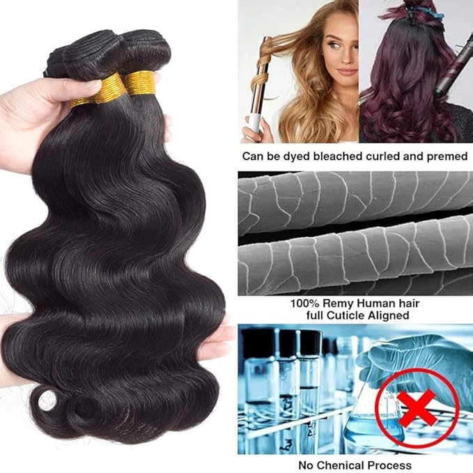 Human Hair Bundles 26 26 26 Inch Body Wave Bundles Human Hair 12A Unprocessed Brazilian Virgin Hair Weave 3 Bundles for Blace Women Natural Black Color 300G