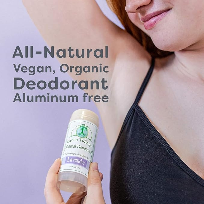 Green Tidings Natural Lavender Deodorant | Vegan, Organic for Men and Women, Fragrance Free & Aluminum Free, Underarm Antiperspirant (Lavender, 2.7 Ounces (3 Pack))