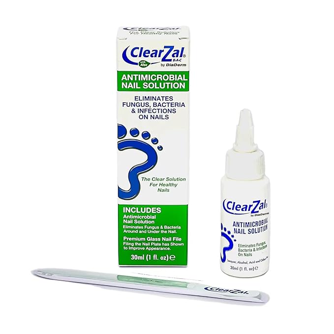 ClearZal Nail Solution with Glass File, 1 Fl Oz, White made in USA Equipped with premium glass nail file