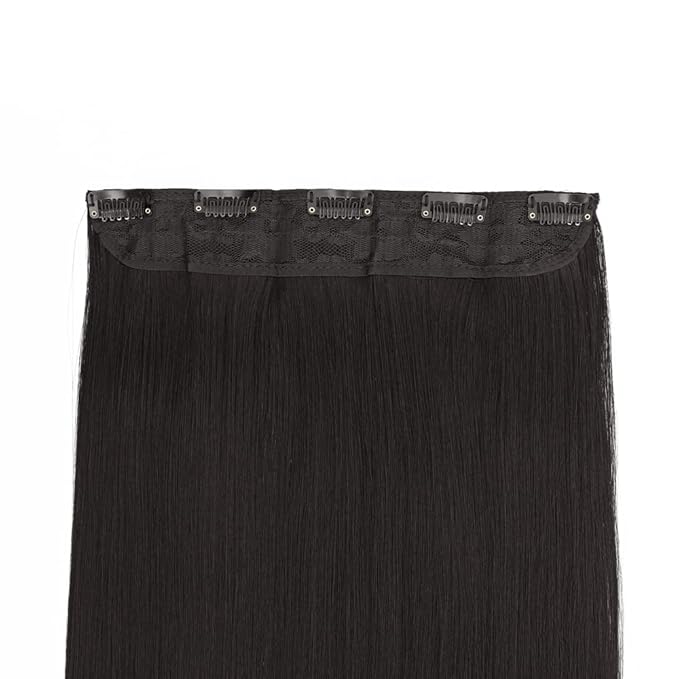 S-noilite Clip in Hair Extensions 26" Straight 3/4 Full Head One Piece 5clips Long Hairpiece Clip on Hair Popular Style New Synthetic Anti-tangle for Dreamlike Girls (26" Straight,Natural Black)