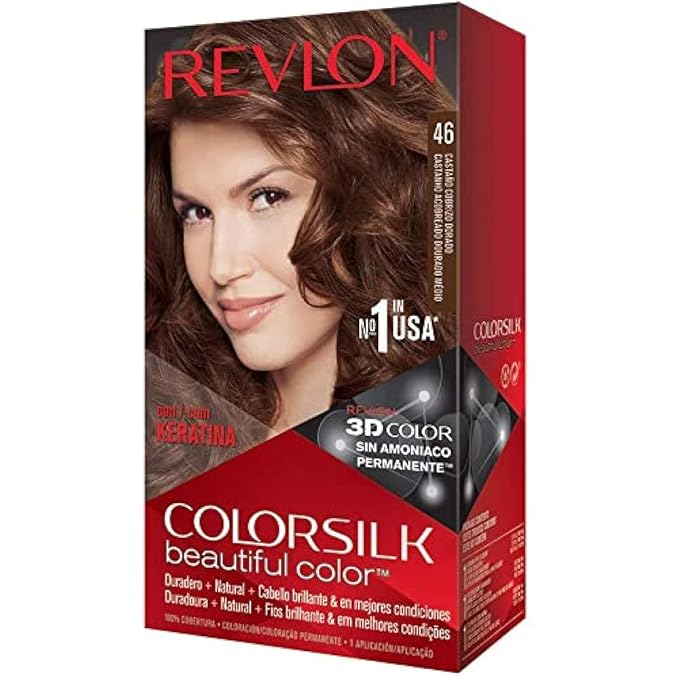 Revlon ColorSilk Beautiful Color, Medium Golden Chestnut Brown (Pack of 3)