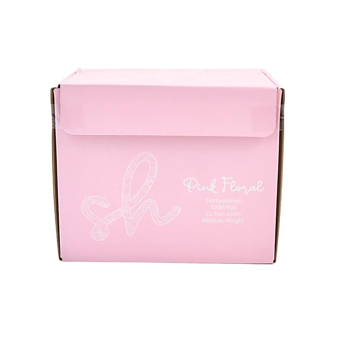 Premium Extra Wide Hair Foil 12.7cm x 100m - Ideal for Highlighting & Balayage, Built-in Cutter, Embossed Pink Floral Design - Professional Salon Hairdressing Foilââ‚¬¦