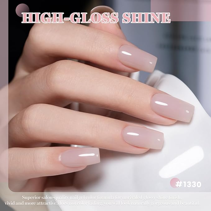RARJSM Nude Soft Matte Pink Gel Nail Polish Neutral Skin Tone Sheer Jelly Gelpolish 1PC 15ml Single Bottle Creamy Transparent Natural Nudegel Polish Soak off Cured for Home Salon French Manicure
