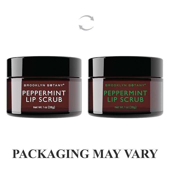 Brooklyn Botany Lip Scrub Exfoliator 1 oz – Lip Moisturizer for Dry Lips and Chapped Lips – Gentle Lip Exfoliator for Smooth and Brighter Lips – Peppermint Flavor