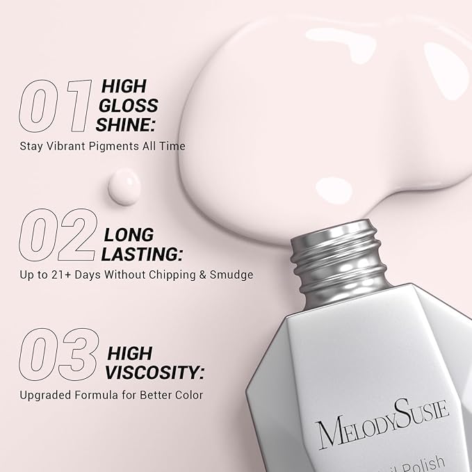 MelodySusie Thick White Gel Nail Polish,0.5fl oz Nails Soak Off UV LED Milky Pink Gel Polish Gift for Women Nail Art Manicure Salon DIY Nail Design Decoration at Home-A1401