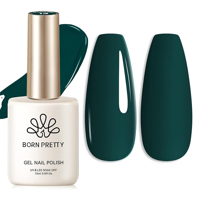 Born Pretty Christmas Dark Green Gel Nail Polish Forest Green Color Fall Winter Gel Polish Nail Art Design Manicure Salon DIY Home 15ml