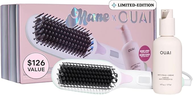 Mane Anti-Frizz Kit - Mane Hair Tools Kit & OUAI Anti-Frizz Crème - Complete Hair Styling Kit for Sleek, Humidity-Resistant Hair (2 Count)