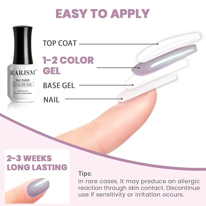 RARJSM Pearl Gel Nail Polish,15ML Lilac Purple Pearlescent Gel Polish,Shell Glitter Gel Polish Green Shimmer Mermaid Nail Gel Polish Soak Off LED UV Drawing Swirl Thread Effect for DIY Manicure Use