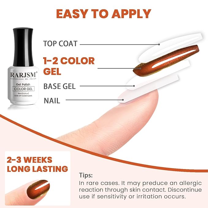 RARJSM Chameleon Nail Polish Gel Orange to Green Color Change Glitter GelPolish 15ML Multichrome Holographic Sparkle Shimmer Nail Gel Varnish Soak Off Curing Requires DIY at Home Salon