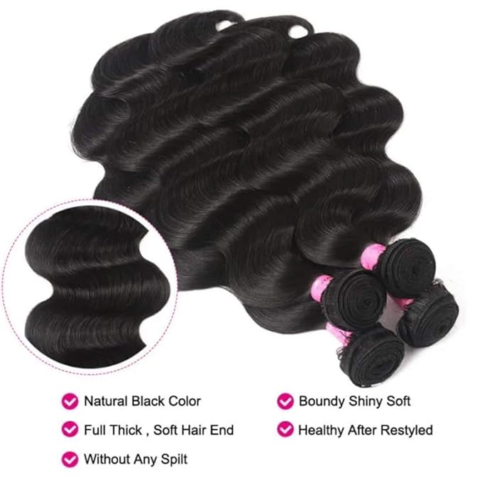 Unice Hair Brazilian Unprocessed Virgin Human Hair Weave Bundles 3pcs Body Wave Weft Extensions Natural Color 14 16 18 Inch
