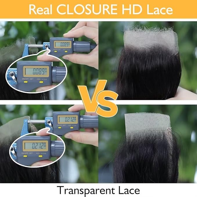 2x6 HD Lace Closure Straight Human Hair Closure Invisible Ultra-Thin 2x6 Lace Closure Brazilian Virgin Human Hair Pre-Plucked Nature Black 20 Inch